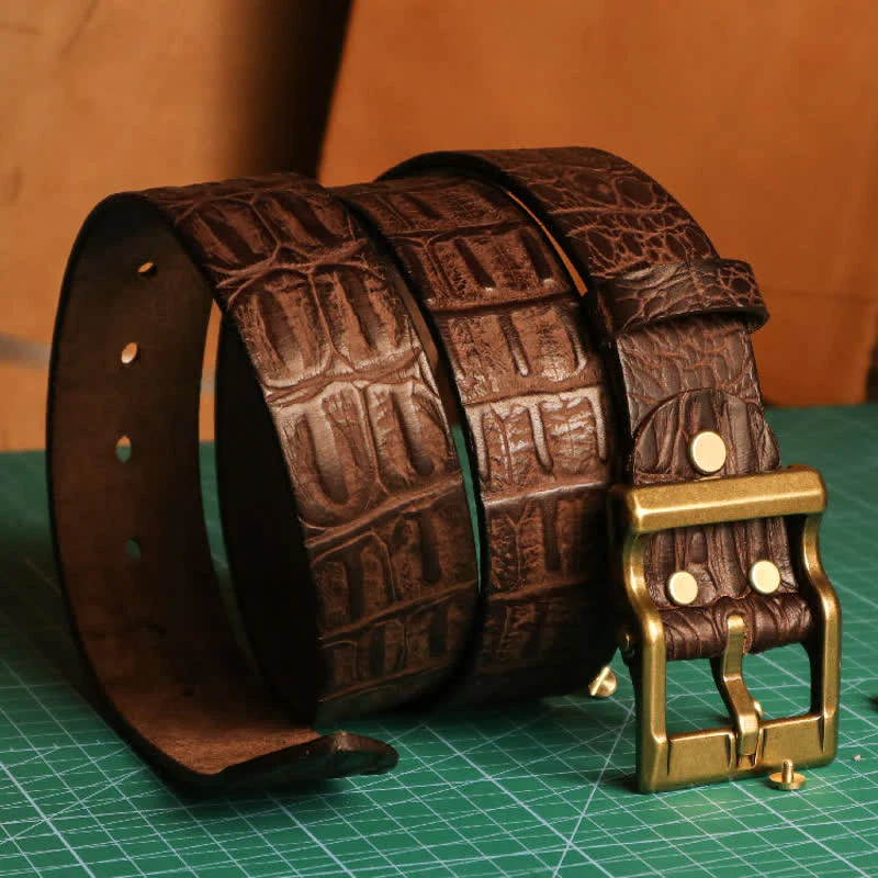 Men's Embossed Crocodile Skin Pattern Leather Belt - Image 3