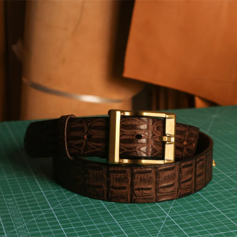 Men's Embossed Crocodile Skin Pattern Leather Belt - Image 4