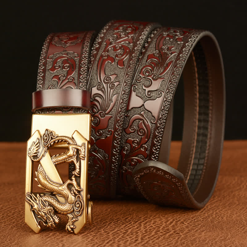 Men's Embossing Retro Dragon Z Letter Leather Belt - Image 2