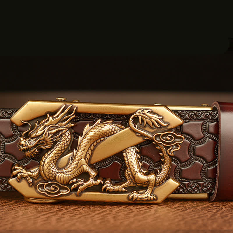 Men's Embossing Retro Dragon Z Letter Leather Belt - Image 4