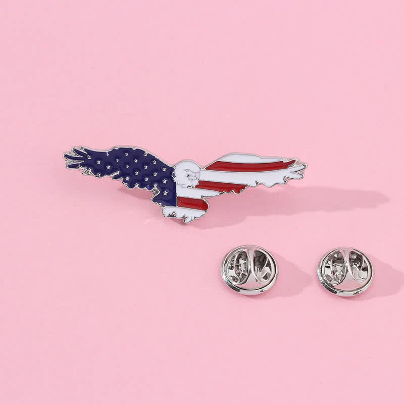 Men's Enamel American Flag Vulture Brooch - Image 3
