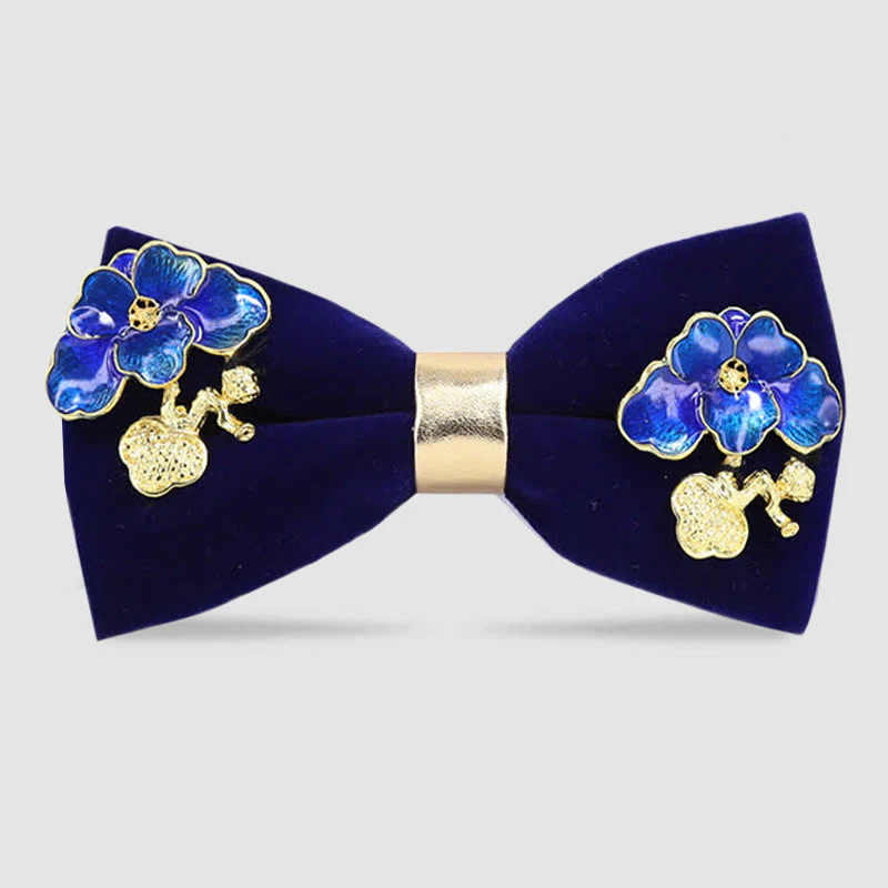 Men's Enamel Flowers Leaves Decor Bow Tie