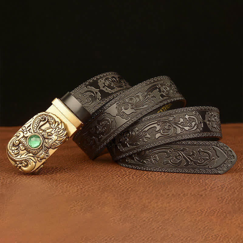 Men's Engraved Dragon Gemstone Leather Belt - Image 20