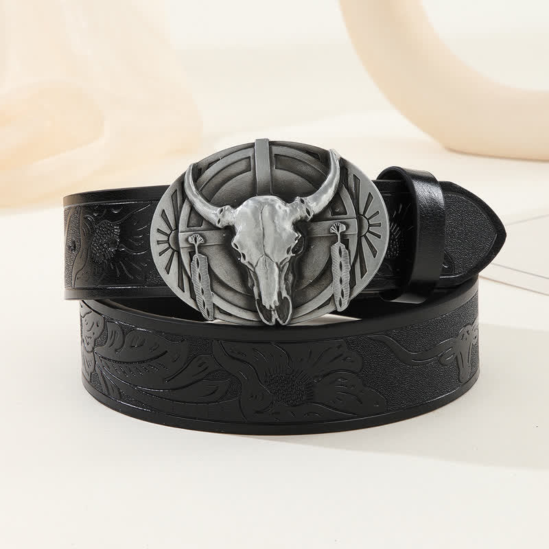 Men's Engraved Mad Bull Leather Belt - Image 11