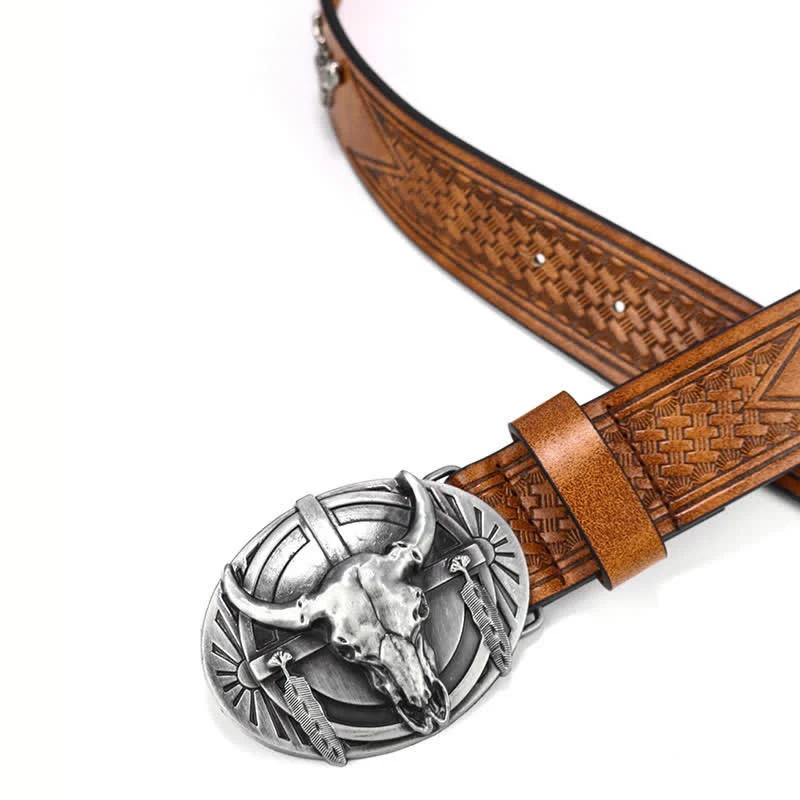 Men's Engraved Mad Bull Leather Belt - Image 9