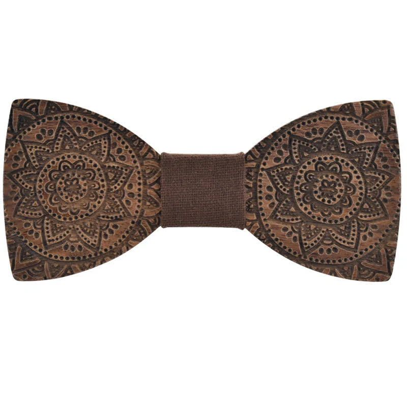 Men's Engraving Luxury Flower Wooden Bow Tie - Image 11