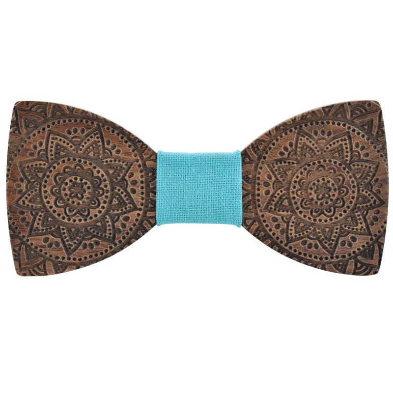 Men's Engraving Luxury Flower Wooden Bow Tie - Image 12