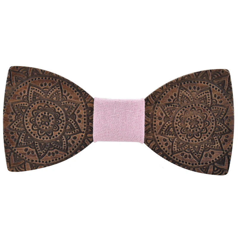 Men's Engraving Luxury Flower Wooden Bow Tie - Image 13
