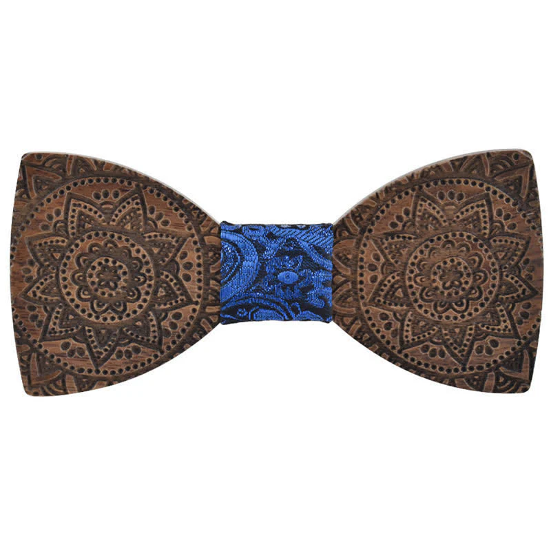 Men's Engraving Luxury Flower Wooden Bow Tie - Image 7