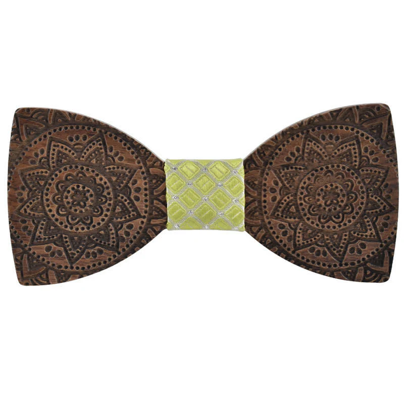 Men's Engraving Luxury Flower Wooden Bow Tie - Image 9