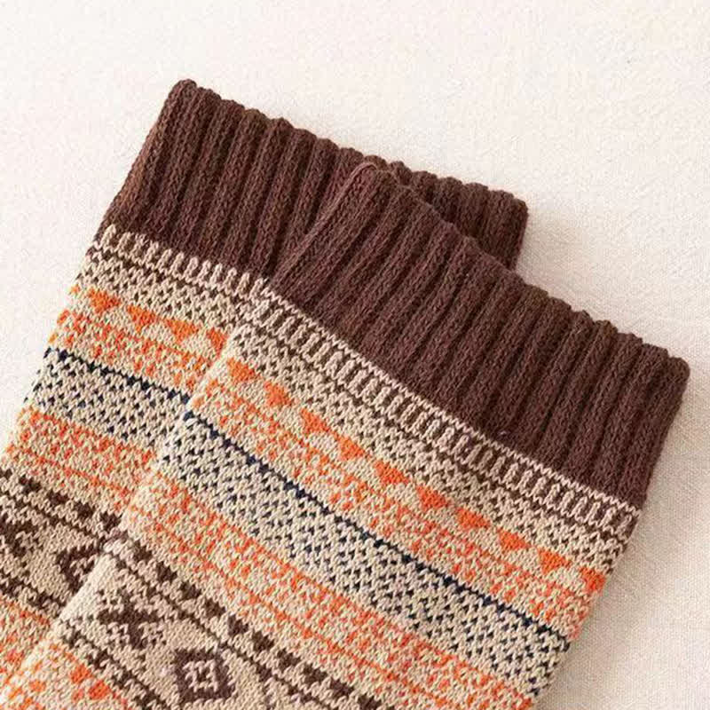 Men's Ethnic Style Small Diamond Pattern Crew Socks - Image 14