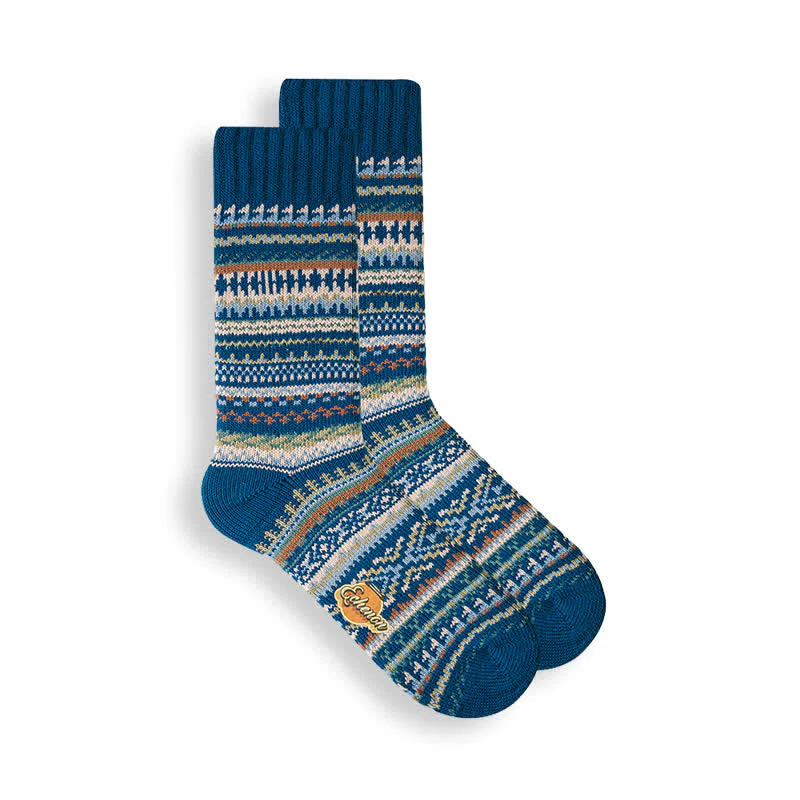 Men's Ethnic Style Geometric Pattern Cotton Socks - Image 2