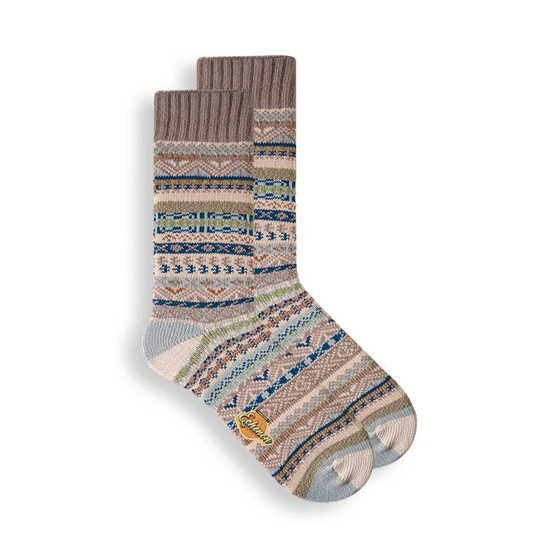 Men's Ethnic Style Geometric Pattern Cotton Socks - Image 8