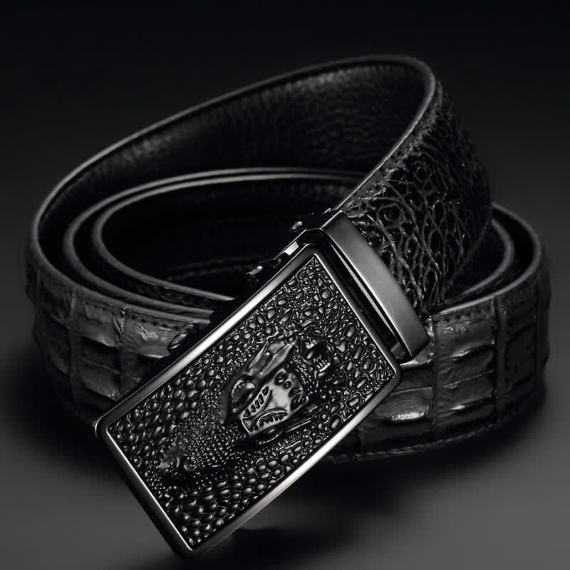 Men's Exotic Alligator Head Buckle Leather Belt - Image 2