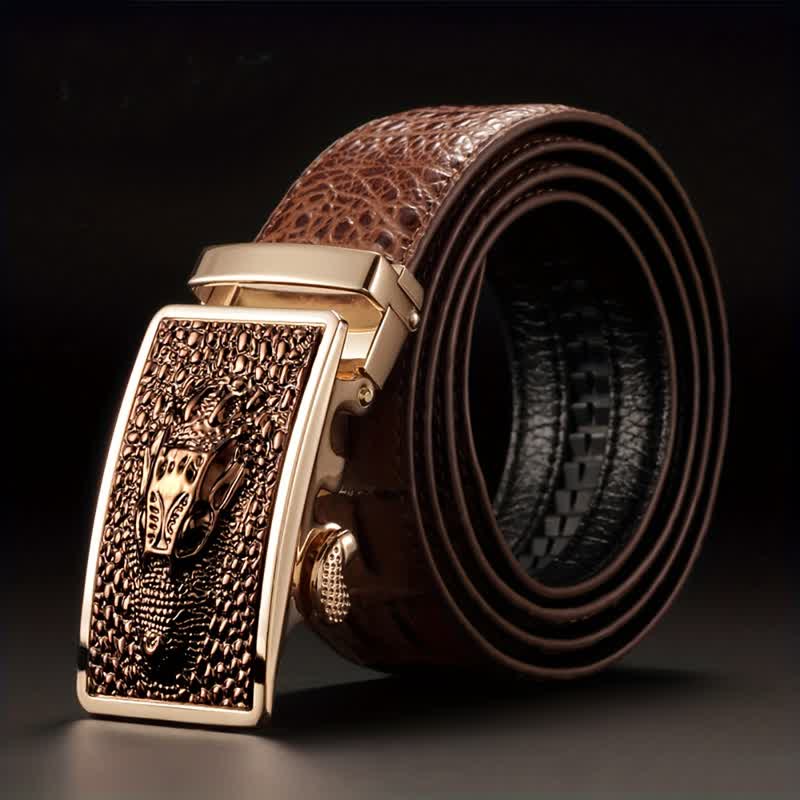 Men's Exotic Alligator Head Buckle Leather Belt - Image 3