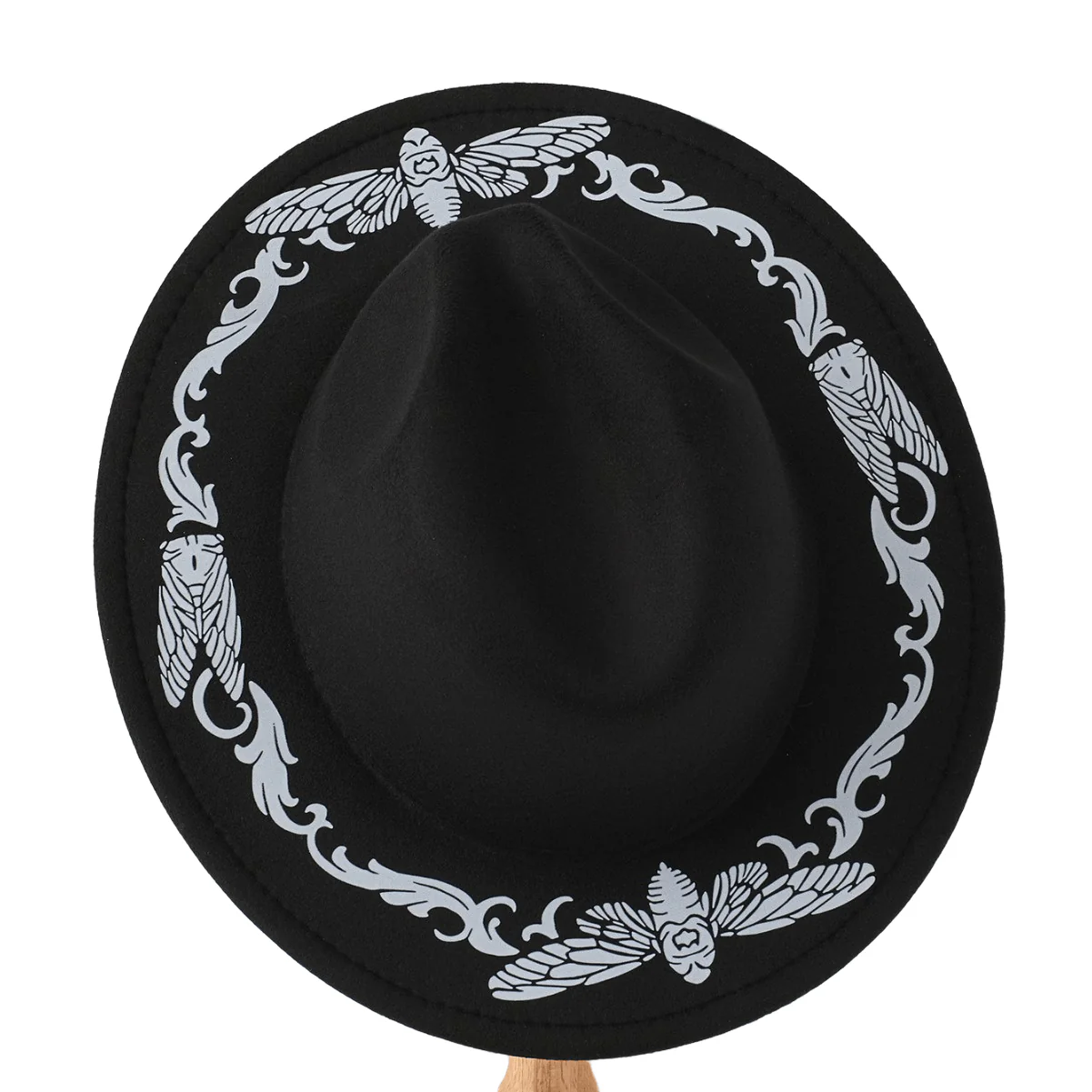 Men's Exquisite Butterfly Cicada Black Cowboy Hat - Image 3