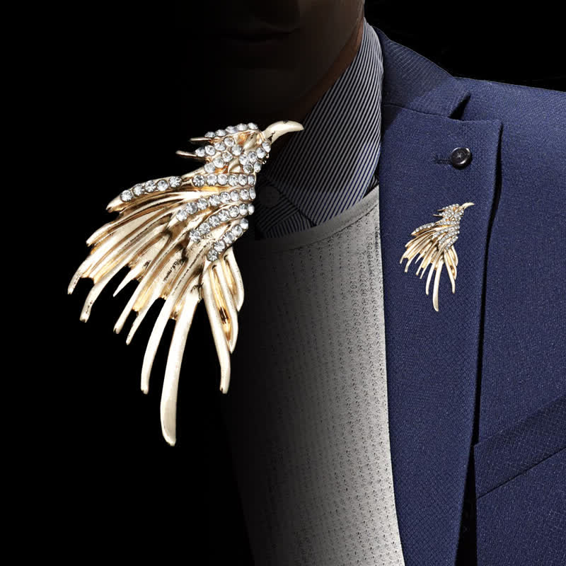 Men's Exquisite Eagle Spreading Wings Rhinestone Brooch - Image 2