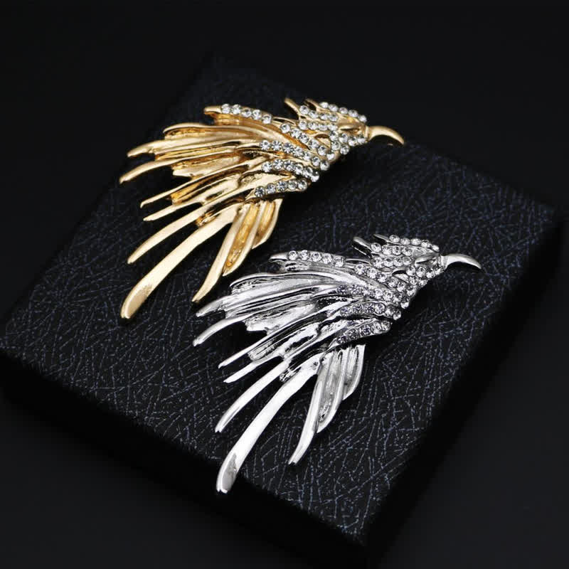 Men's Exquisite Eagle Spreading Wings Rhinestone Brooch - Image 4