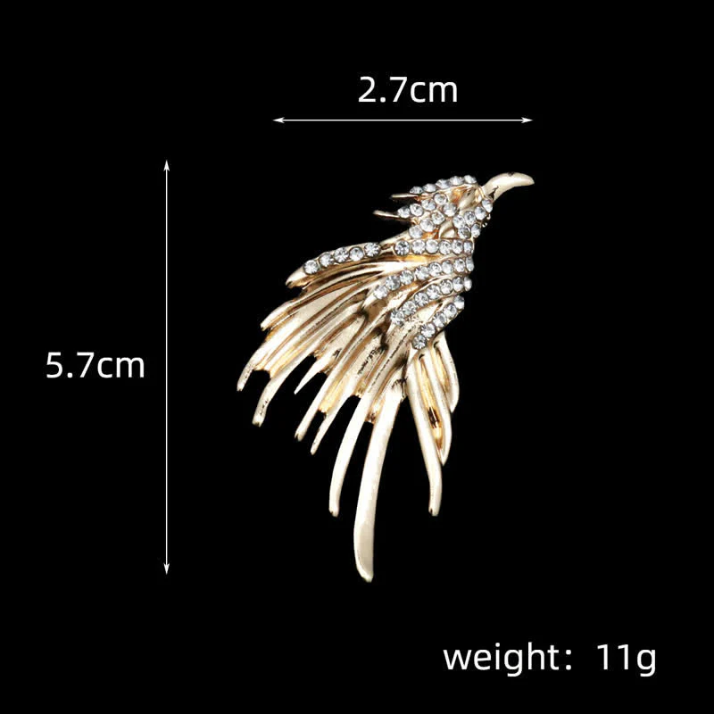 Men's Exquisite Eagle Spreading Wings Rhinestone Brooch - Image 7