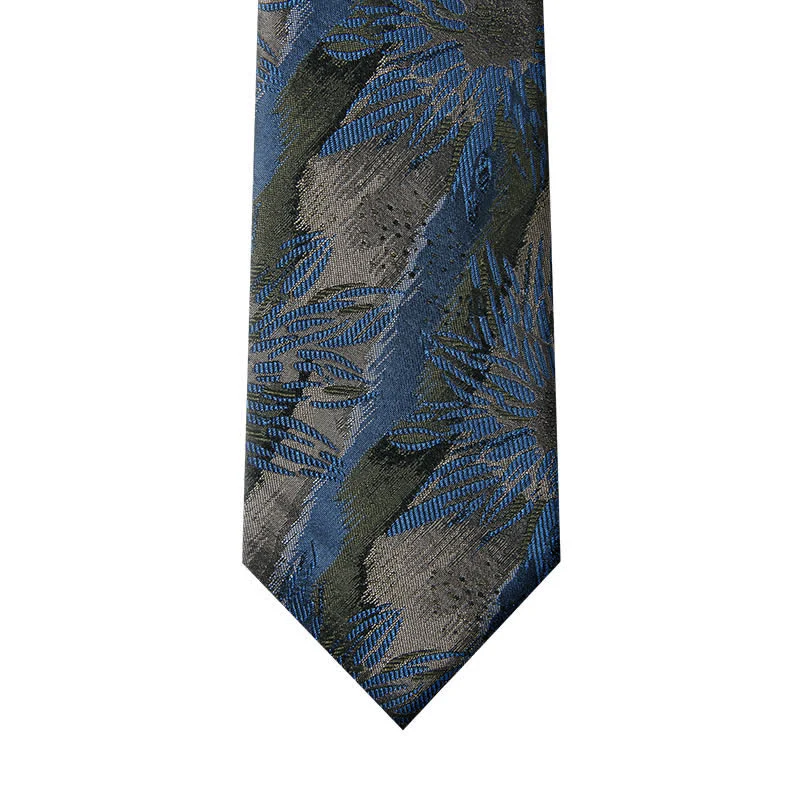 Men's Fabulous Gray & Blue Floral Vintage Necktie - Image 5