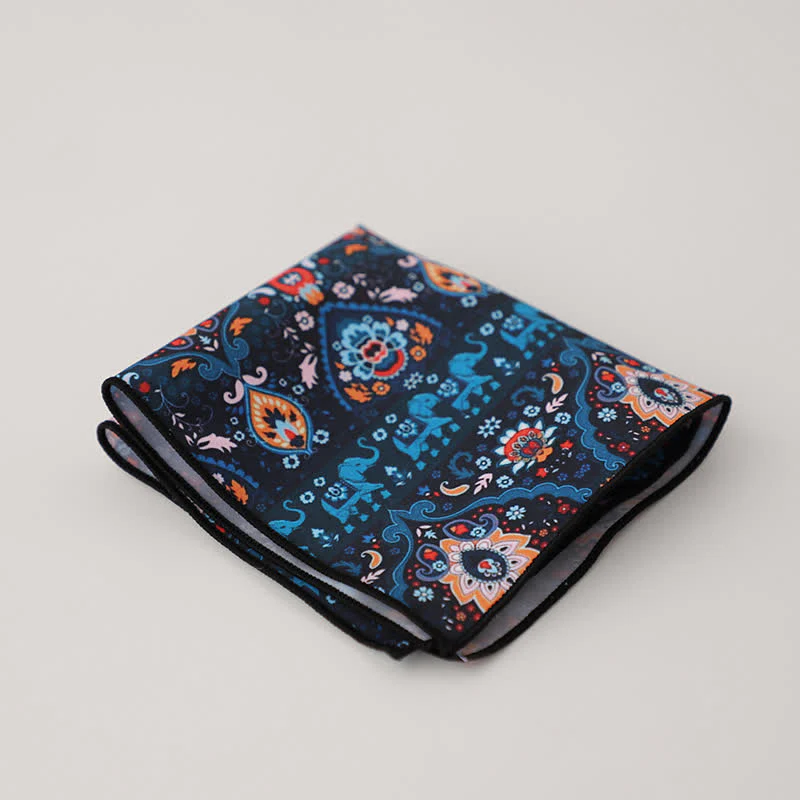 Men's Fancy Geometry Flower Pattern Business Pocket Square - Image 11