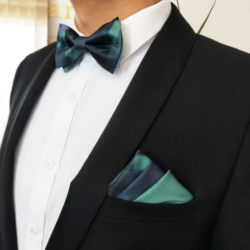 Men's Fancy Midnight Dark Green Bow Tie - Image 6
