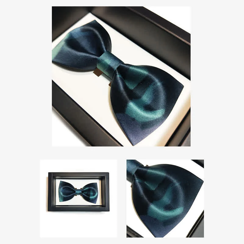 Men's Fancy Midnight Dark Green Bow Tie - Image 7