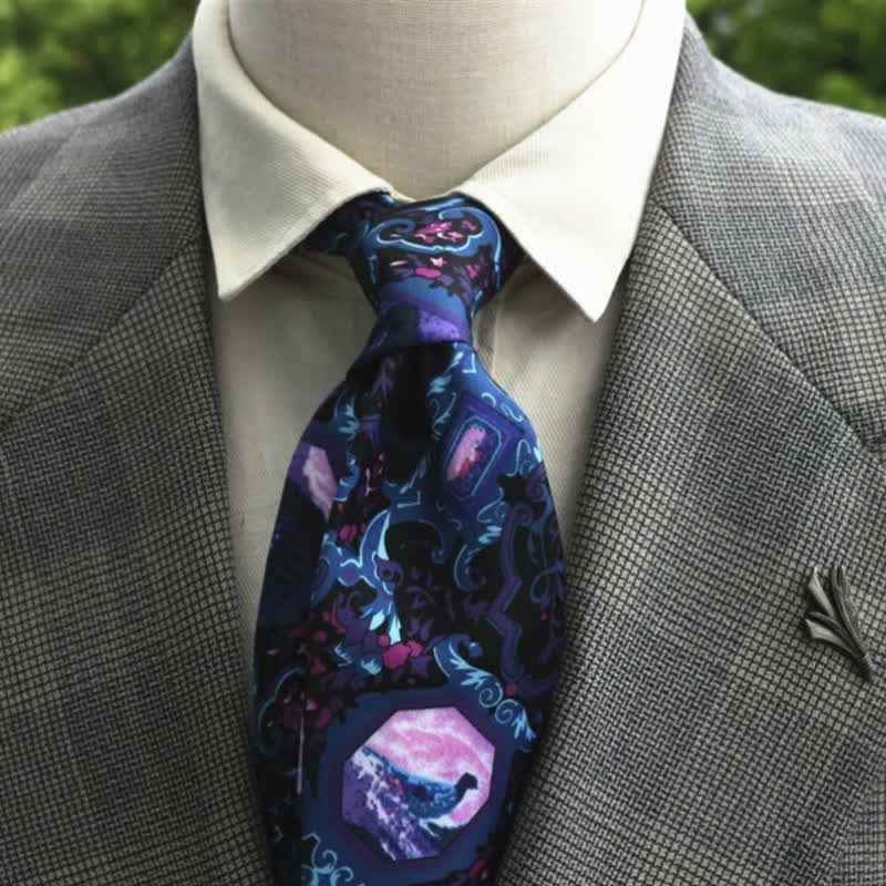 Men's Fantastic Flower Pattern Boho Necktie - Image 10