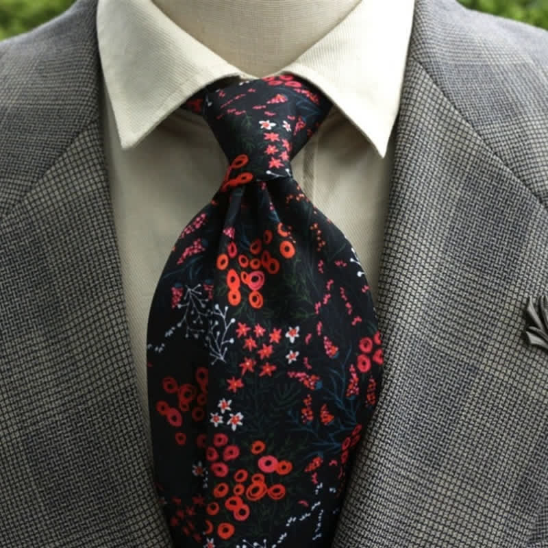 Men's Fantastic Flower Pattern Boho Necktie - Image 14
