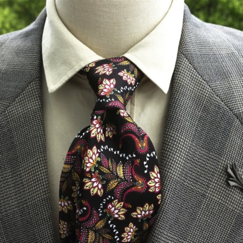 Men's Fantastic Flower Pattern Boho Necktie - Image 16