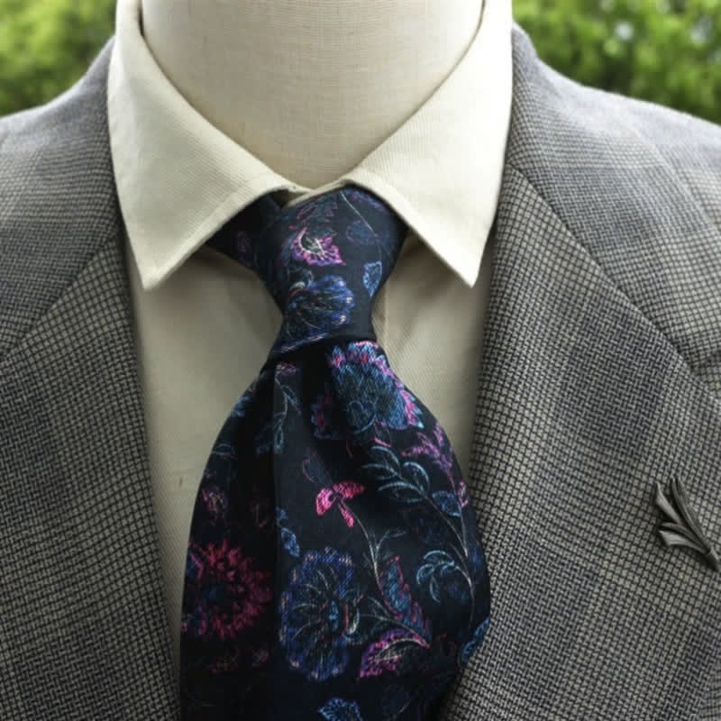 Men's Fantastic Flower Pattern Boho Necktie - Image 17