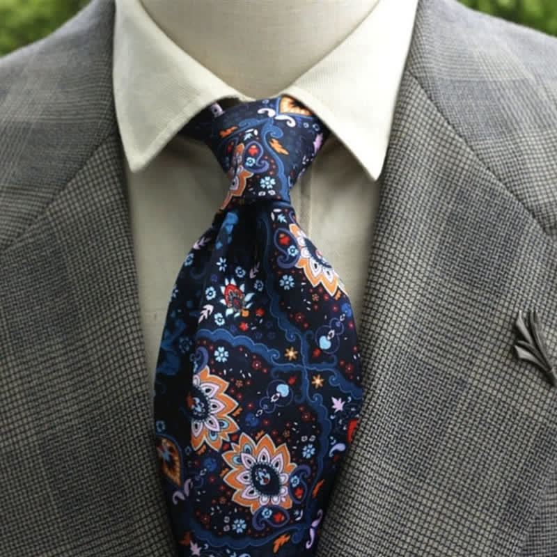 Men's Fantastic Flower Pattern Boho Necktie - Image 18
