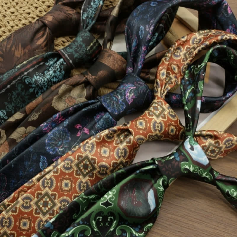 Men's Fantastic Flower Pattern Boho Necktie - Image 2