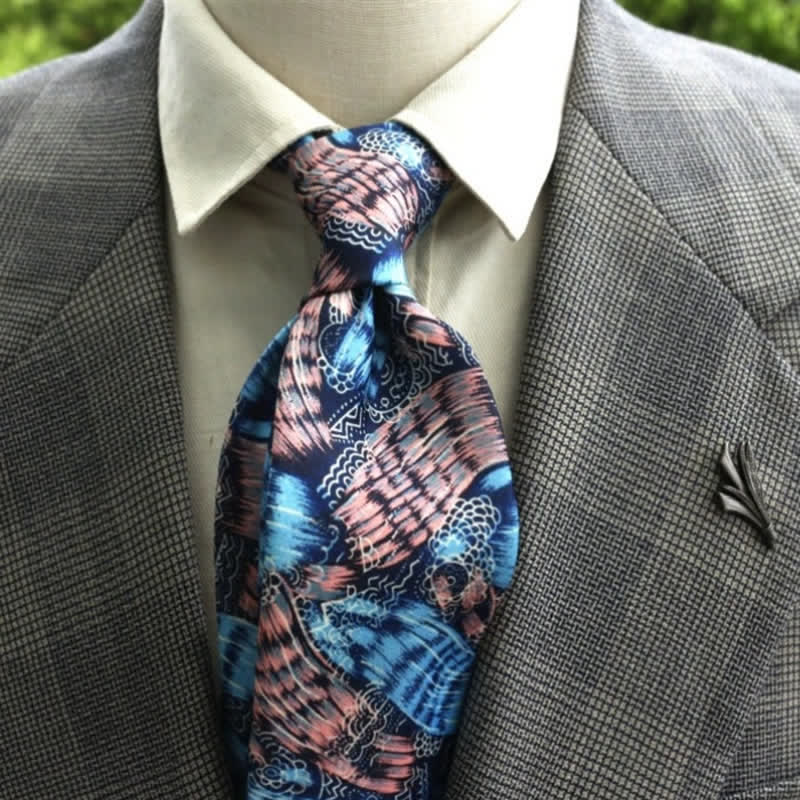 Men's Fantastic Flower Pattern Boho Necktie - Image 7