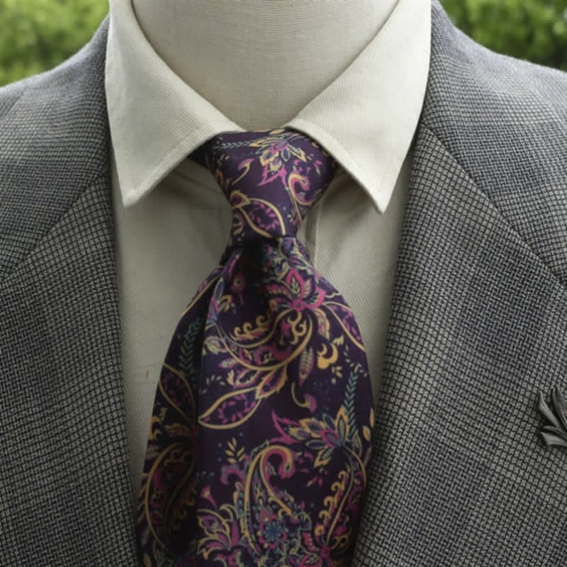 Men's Fantastic Flower Pattern Boho Necktie - Image 9
