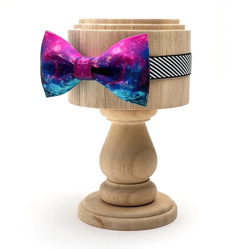 Men's Fantastic Purple & Blue Oil Painting Bow Tie - Image 2