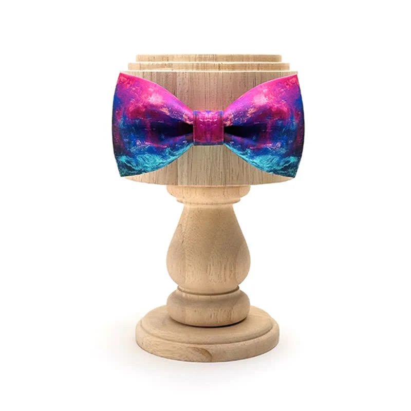 Men's Fantastic Purple & Blue Oil Painting Bow Tie - Image 3