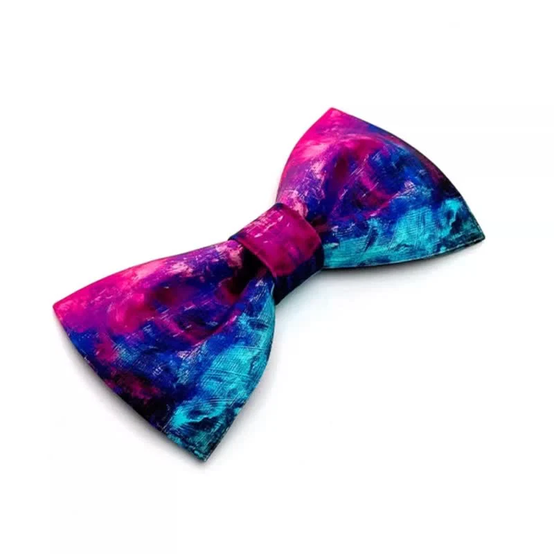 Men's Fantastic Purple & Blue Oil Painting Bow Tie - Image 5