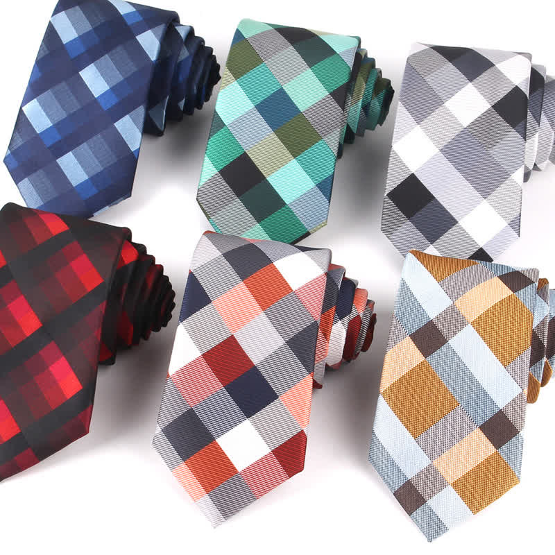 Men's Fashion Casual Modern Checked Narrow Necktie - Image 6