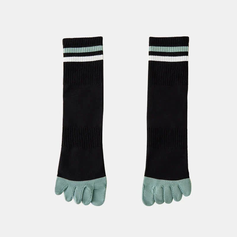 Men's Fashion Striped Color Matching Five Fingers Crew Socks - Image 11