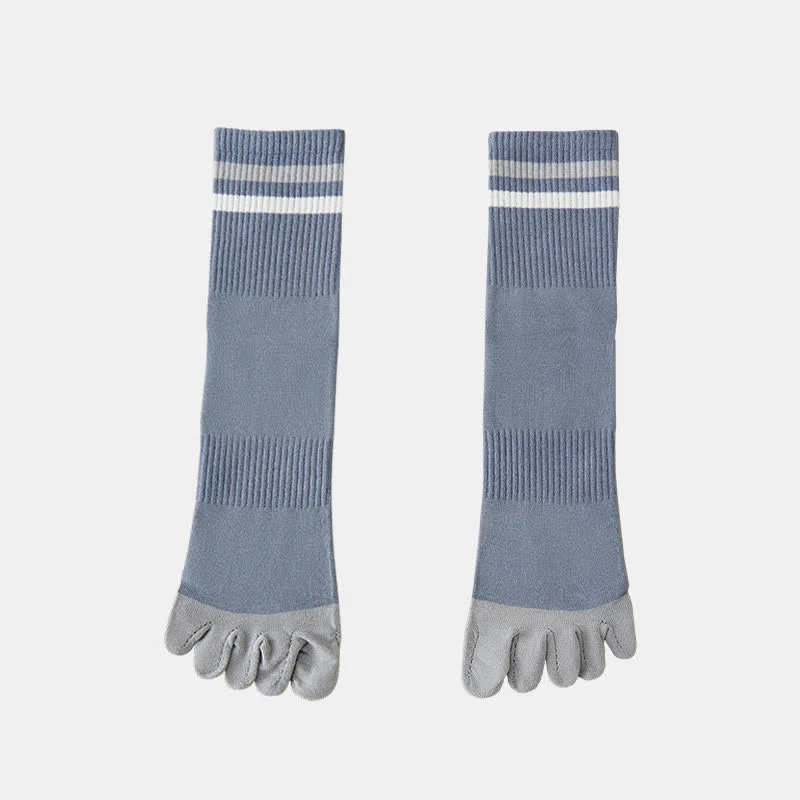 Men's Fashion Striped Color Matching Five Fingers Crew Socks - Image 12