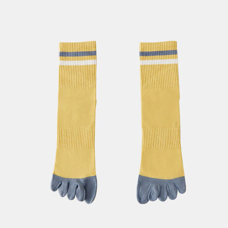 Men's Fashion Striped Color Matching Five Fingers Crew Socks - Image 13