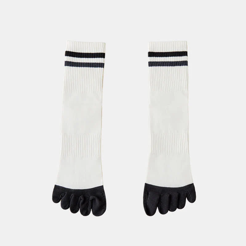 Men's Fashion Striped Color Matching Five Fingers Crew Socks - Image 14
