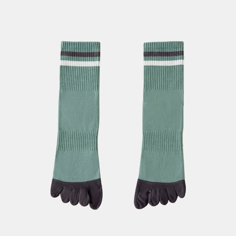Men's Fashion Striped Color Matching Five Fingers Crew Socks - Image 3