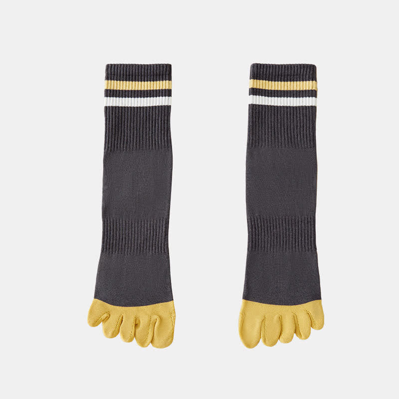 Men's Fashion Striped Color Matching Five Fingers Crew Socks - Image 6