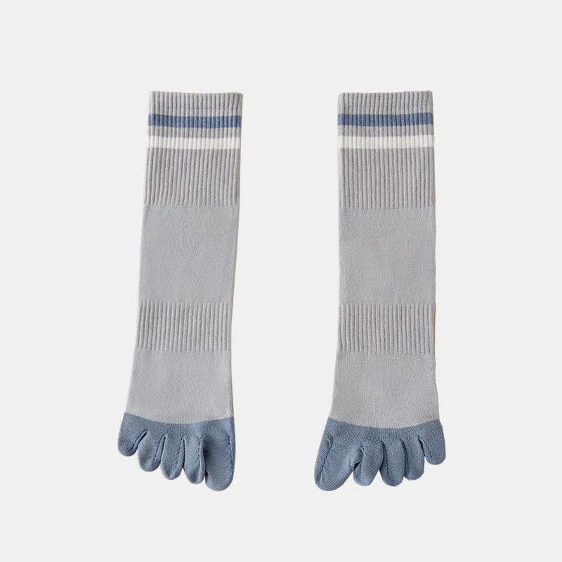 Men's Fashion Striped Color Matching Five Fingers Crew Socks - Image 9