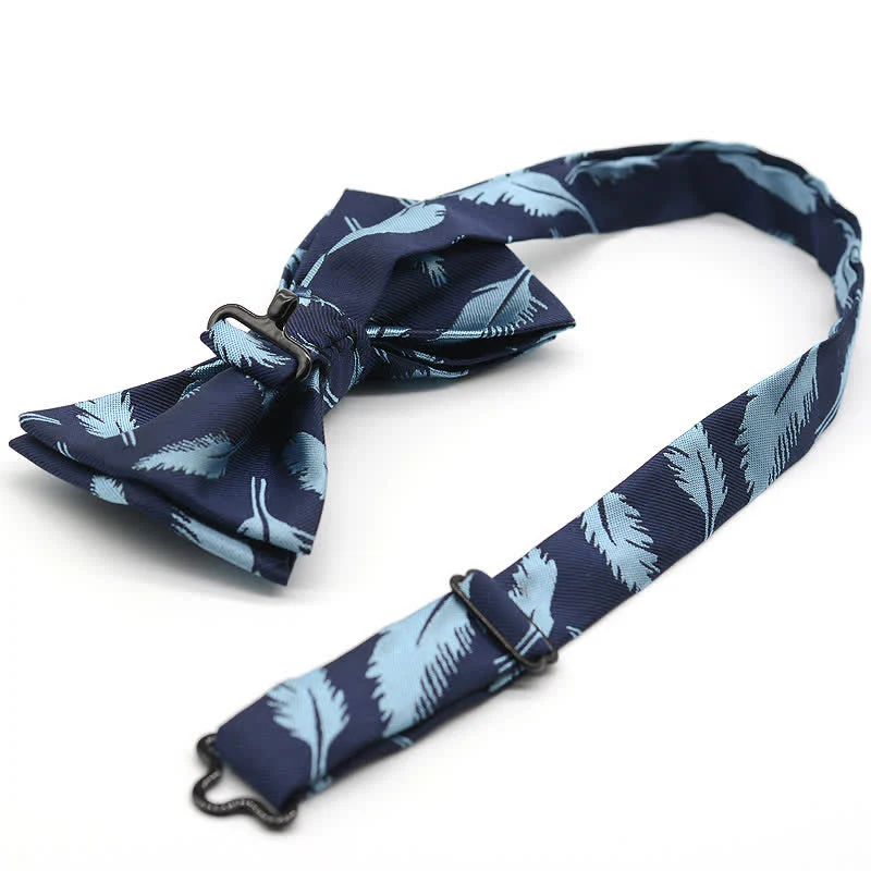 Men's Feather Floral Pattern Casual Daily Bow Tie - Image 5