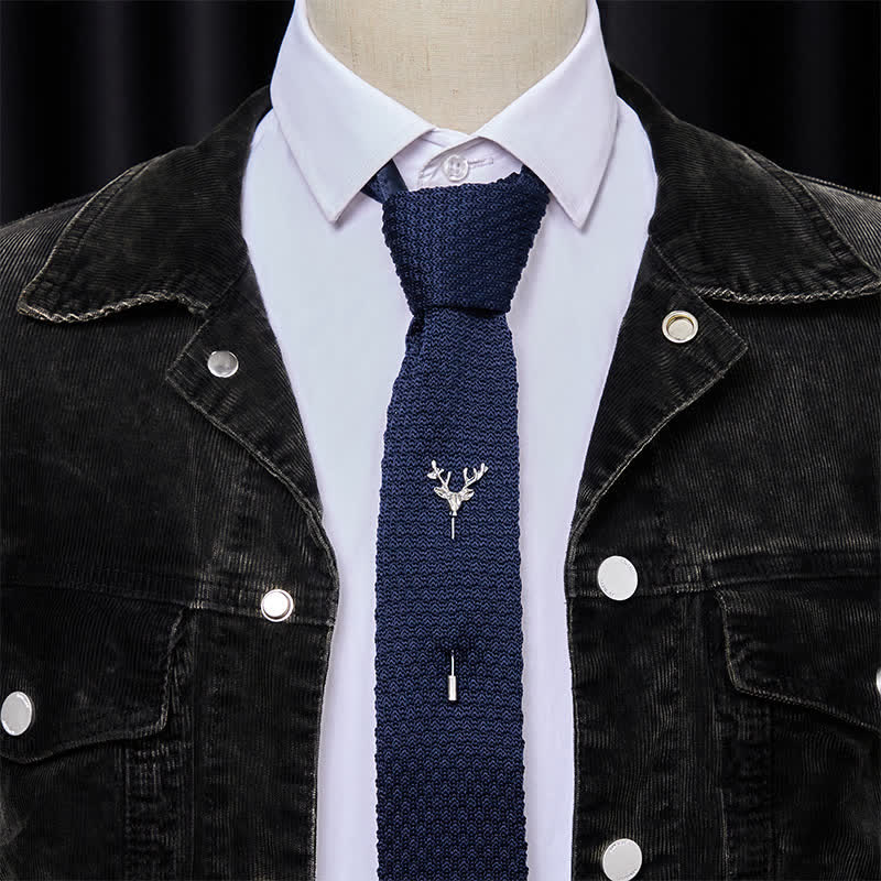 Men's Festival Knitted Necktie With Deer Brooch Pin - Image 13