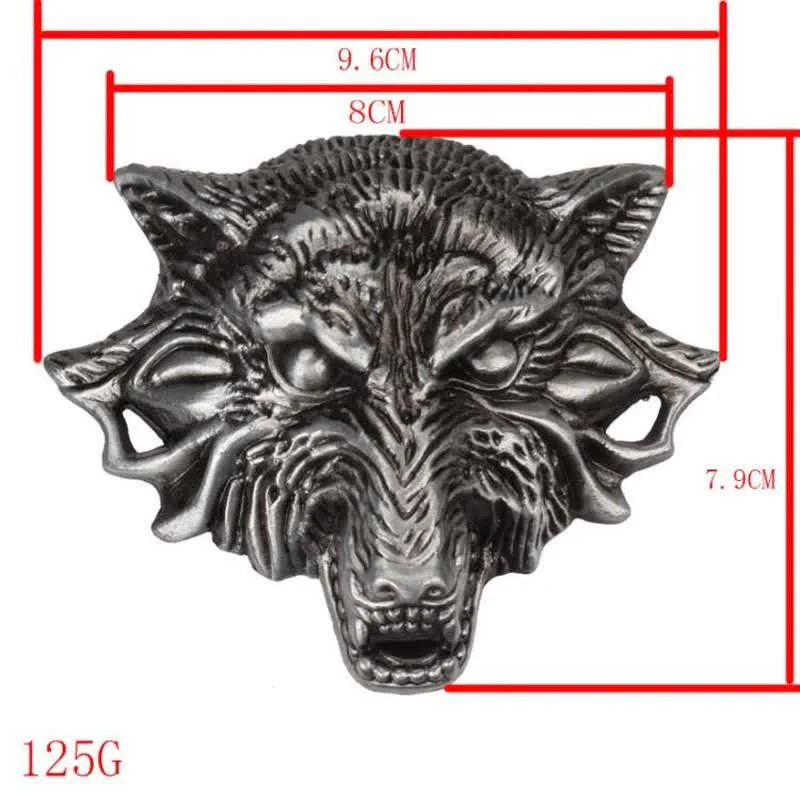 Men's Fierce Wolf Head Engraving Animals Leather Belt - Image 3