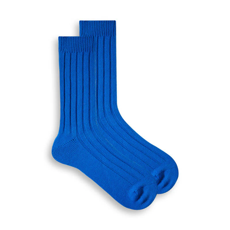 Men's Finely Ribbed Solid Color Cotton Socks - Image 2